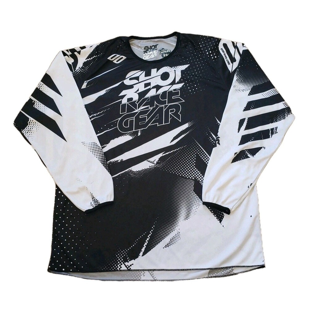Shot Race Gear Moto Sz 2XL Devo Capture Mens Long Sleeve Black White Motocross